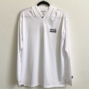 Rigs Men's White Performance Hooded Long Sleeve Shirt UV50